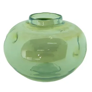 Zelená ručně foukaná skleněná váza - Ø 15*11 cm 6GL4090
