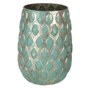 Zlato-zelená váza s dekorem Damali – Ø 11*16 cm 6GL3020