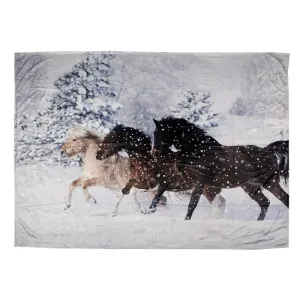 Zimní plyšový pléd s koňmi Horses - 130*170 cm KT060.144