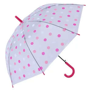 Průhledný deštník pro děti s růžovým držadlem a puntíky - Ø 55 cm JZCUM0011P