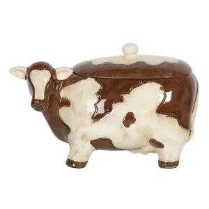 Keramická úložná dóza v designu krávy - 31*16*18 cm 6CE1143