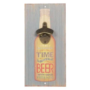 Dřevěná cedule na zeď s otvírákem na láhve Timr Beer - 15*30 cm 6H1811