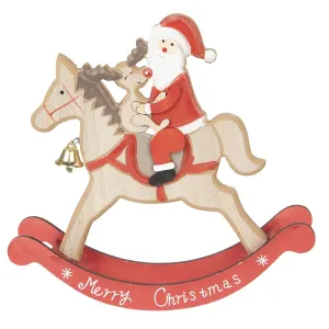 Dřevěná dekorace Santa na koni - 22*22*5 cm 6H1740