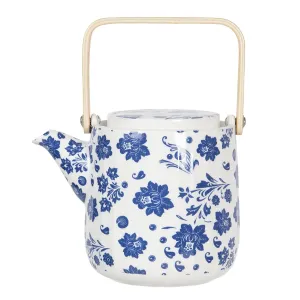 Porcelánová konvička na čaj s modrými květy I - 0,8L 6CETE0093
