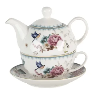 Tea for one s motivem květin a ptáčka Pivoine - 0,46L PIRTEFO