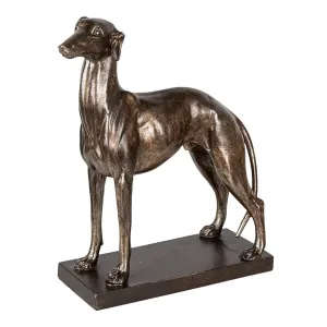 Hnědá dekorativní soška psa se zlatou patinou - 27*11*31 cm 6PR3397