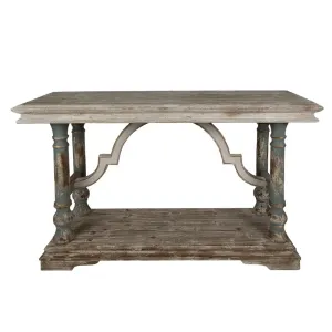 Hnědo - béžový antik dřevěný konzolový stůl Friantee - 140*51*87 cm 5H0650