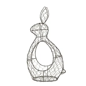Hnědý drátěný dekorační košík králík Bunny - 18*18*37 cm 6Y4662