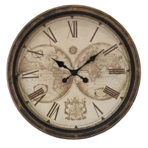 Antik nástěnné hodiny s polokoulemi Wanio - Ø 50*5 cm / 1*AA 6KL0775