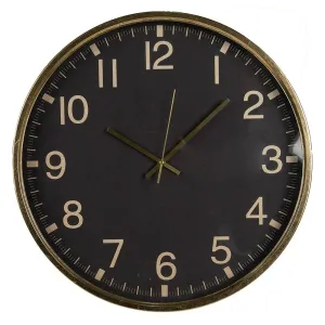 Černozlaté antik nástěnné hodiny - Ø 50*5 cm / 1*AA 6KL0780