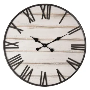 Dřevěné hodiny s římskými číslicemi a patinou Agate – Ø 70*5 cm / 1*AA 5KL0184