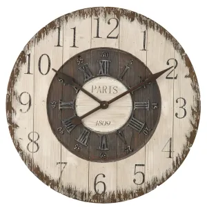 Dřevěné nástěnné hodiny Paris  - Ø 80*5 cm / 1xC 4KL0049