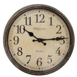 Hnědé nástěnné hodiny Westminster - Ø 30*4 cm 6KL0806