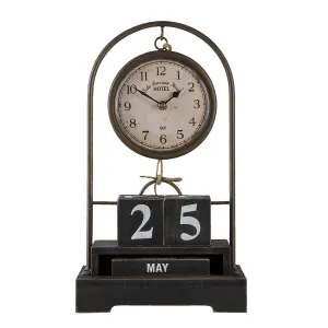 Kovové stolní hodiny s dřevěnými kostičkami alá kalendář - 23*12*39 cm 6KL0716