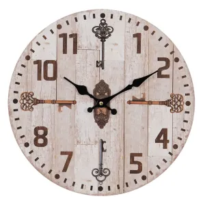 Nástěnné hodiny se starými klíči - Ø 34*4 cm / 1*AA 6KL0753