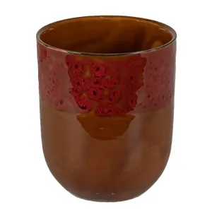 Hnědočervený keramický kalíšek na čaj - ∅ 7*8 cm / 0,15L 6CEMU0138