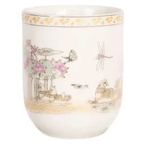 Porcelánový kalíšek na čaj s motivem leknínů - ∅ 6*8 cm / 0,1L 6CEMU0076