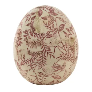 Keramické dekorační vajíčko s květy Roset - Ø14*16 cm 6CE1402L