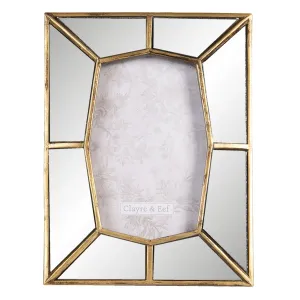 Fotorámeček se zrcadlovým okrajem se zlatým lemováním - 16*2*21 cm / 10*15 cm 2F0788