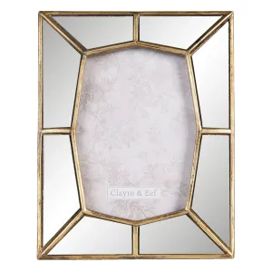 Fotorámeček se zrcadlovým okrajem se zlatým lemováním - 19*2*24 cm / 13*18 cm 2F0789