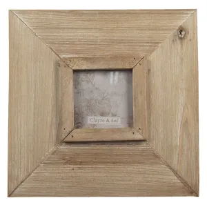 Hnědý antik dřevěný fotorámeček s patinou - 25*2*25 cm/ 9*9cm 2F0845
