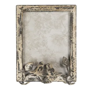 Kovový  vintage fotorámeček s patinou s dekorací ptáčků - 16*7*22 cm/15*20 cm 2F0746