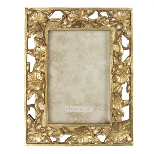 Rámeček na fotografie se zlatými květinovými ornamenty - 16*2*21 cm / 10*15 cm 2F0699