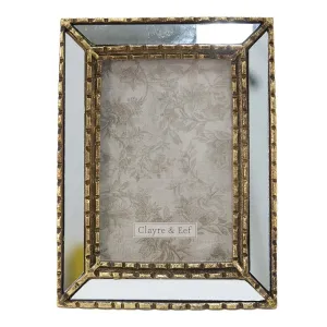 Stříbrno-zlatý antik fotorámeček se zrcadly Pasie - 16*2*20 cm / 10*15 cm 2F0933