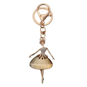 Zlatý přívěsek na klíče/ kabelku baletka s kamínky JZKC0113