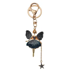 Zlatý přívěsek na klíče/ kabelku baletka s kamínky JZKC0117