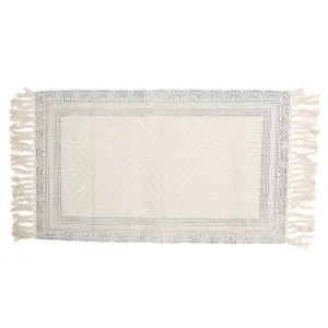 Krémový bavlněný koberec s šedými ornamenty - 70*120 cm KT080.049