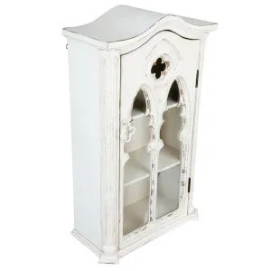 Bílá dřevěná nástěnná skříňka s prosklenými dvířky Marionetta - 49*22*79 cm 5H0272