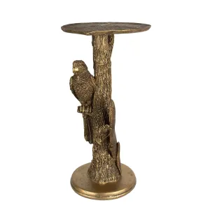 Bronzový antik odkládací stolek s papouškem Parrot - 39*32*60 cm 5PR0101