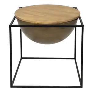 Černý kovový odkládací stolek s úložným prostorem Wordi - 53*53*55 cm 50677