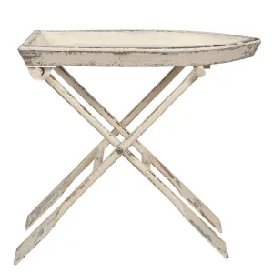 Rozkládací dřevěný stůl v designu pramice s pádly - 70*39*64 cm 50402