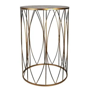 Zlatý kovový odkládací stolek Tree of Life - Ø 40*60 cm 50546