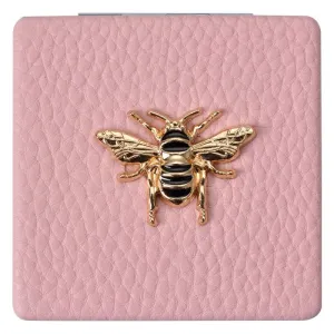 Růžové příruční zrcátko do kabelky se včelkou - 6*6 cm JZSP0007P
