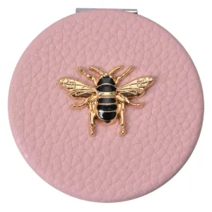 Růžové příruční zrcátko do kabelky se včelkou - Ø 6 cm JZSP0008P
