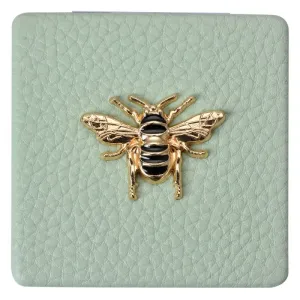 Zelené příruční zrcátko do kabelky se včelkou - 6*6 cm JZSP0007GR