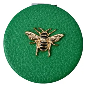 Zelené příruční zrcátko do kabelky se včelkou - Ø 6 cm JZSP0008GR