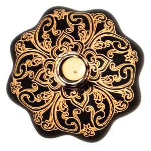 Černá keramická úchytka se zlatým zdobením Cipy - Ø 4*3 cm 65077