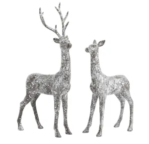 2ks dekorativní soška jelen a laň s glitry - 16*7*37 cm 86992 #3624512