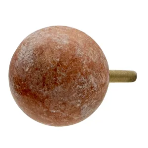 Kameninová kulatá úchytka v růžové barvě s patinou - Ø 3*3 cm 64980