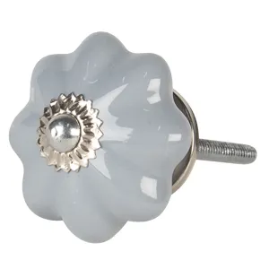 Lesklá modrá úchytka ve tvaru květiny se stříbrným koncem – Ø 4*4 cm 64511