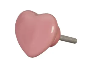 Úchytka růžové keramické srdce - 3.5*4 cm 62320