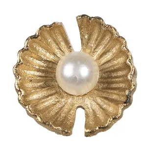 Zlatá antik kovová úchytka s perličkou - Ø 3*6 cm 65276