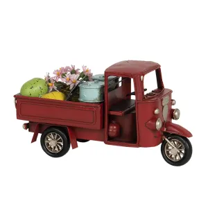 Kovový retro model červená rikša s nákladem - 16*7*8 cm 6Y4262