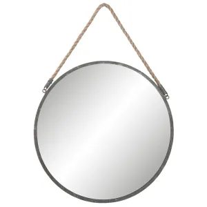 Kulaté kovové zrcadlo na jutovém provazu - Ø 45*1cm 62S136