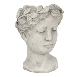Šedý cementový květináč hlava ženy S - 12*11*16 cm 6TE0291S