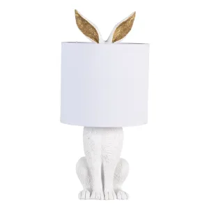 Bílá stolní lampa králík s bílým stínidlem Rabbi - Ø 20*45 cm E27/max 1*60W 6LMC0013W antik